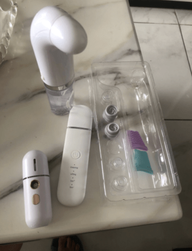 Ultrasonic Face Skin Scrubber & Acne Pore Vacuum Cleaner & Nano Facial Sprayer photo review